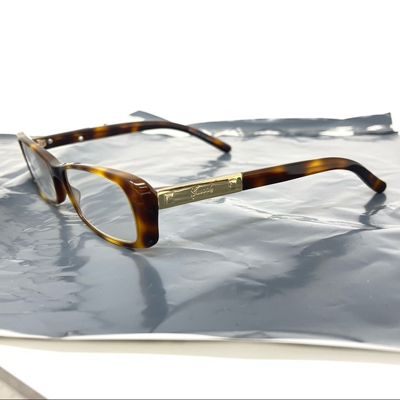 GUCCI GG3071 05L 52 [] 15 135 Havana Tortoise Eyeglasses Frames Italy Gold Logo - Picture 3 of 13